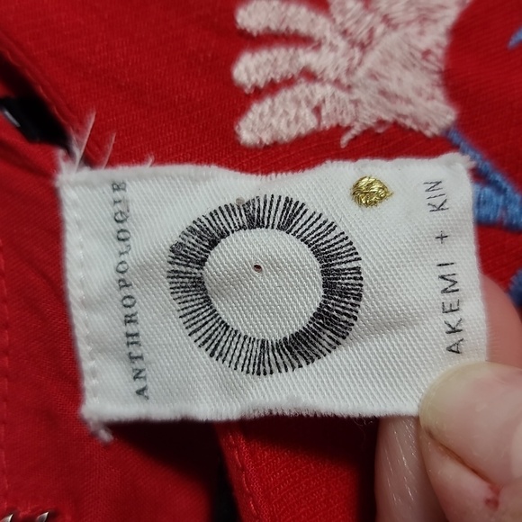 ANTHROPOLOGIE AKEMI + KIN "Lila" Embroidered Linen Blend Floral Dress Size XS - Picture 2 of 16